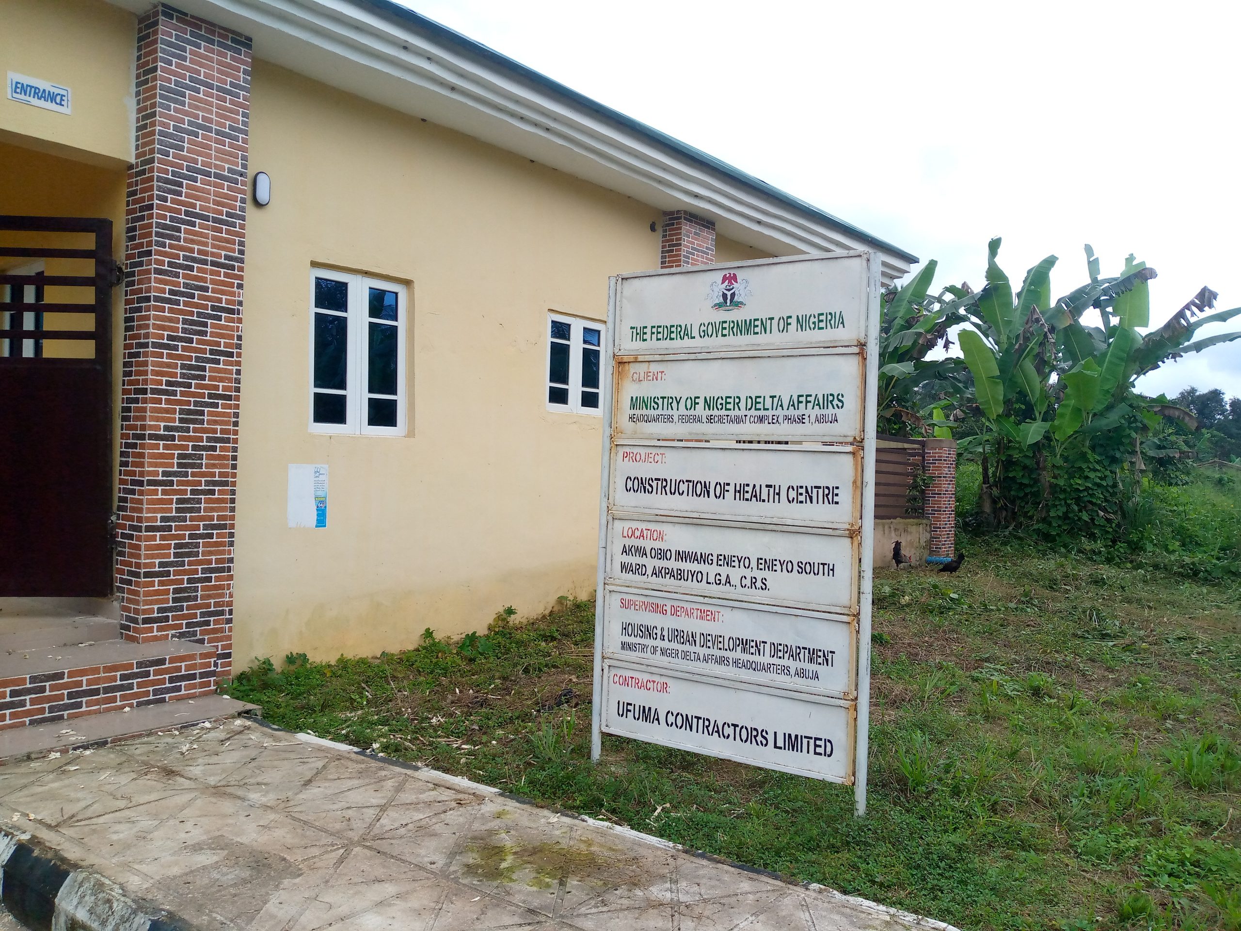 Caption:Constructed health centre in Eneyo south-ward in Akpabuyo local government area. PhotoCredit: Kehinde Ogunyale 