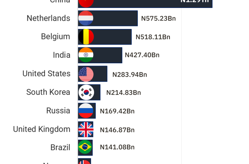  #Daily Chart: Top 10 Countries in Total Imports, Q1 2023.